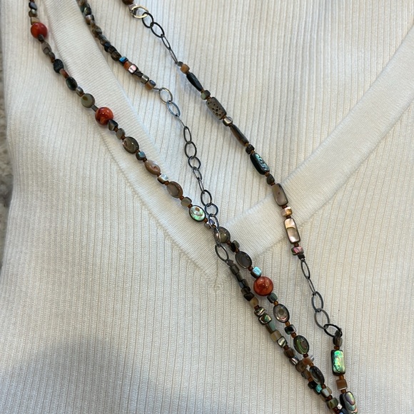 Silpada Natural Shell Stone Bead 3 Strand Choker Necklace - Picture 4 of 5